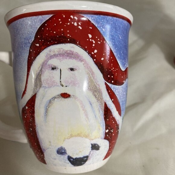 Christmas Mugs Lot Of 2 Coffee Hot Chocolate Cups Lovett Snowman, Santa ceramic - Picture 3 of 13